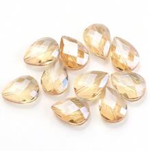 10pcs 14mm Bird Nest/ 13*18mm Grid Water Drop Hole Cut Glass Beads, DIY Craft Accessories For Jewelry Making, Cell Phone Chain, Keychain, Earrings, Necklaces, Shoes & Apparel Decoration