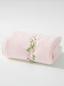 1条/2条装玫瑰刺绣珊瑚绒毛巾，超柔软吸水亲肤速干手巾，户外泳池毛巾，毯子，午睡毯，成人情侣居家日常面巾，浴巾70*140厘米，面巾34*75厘米，或特大浴巾90*170厘米，面巾40*80厘米，适用于美容院、酒店、运动、家居等场所，毛巾，护肤 - 粉色 - 查看 13