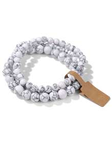 3pcs/Set Natural Stone Bead Bracelets, 4mm/6mm/8mm Round Beads Energy Bracelets Couples Jewelry, Valentine's Day Gift