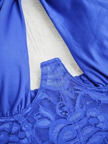 1pc Sexy Lace Up Halter Neck Underwired Bustier Cropped Tank Top, Backless Design - Royal Blue - View 10