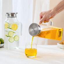 2-Piece Set 2L/68oz Small Square Glass Jug With Lid And Handle, Suitable For Refrigerator, Iced Tea And Coffee Water Bottle Storage Containers, Heat And Cold Resistant Borosilicate Water Jug - trắng - Xem 6