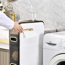 4-stöckiger Badezimmerschrank, schmaler Slim Gap Organizer, schlanker Toilettenschrank für das Badezimmer, Wohnzimmer, Küche, Wäscherei - Weiss - Übersicht 3