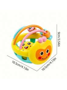 一款婴儿摇铃球玩具，采用柔软的ABS材料制成，带有笑脸、音符和铃铛。摇铃球适合0-3岁婴幼儿的早期教育和启蒙教育。蜜蜂软牙胶手环是一款蜜蜂玩具，是一款可以训练宝宝抓握能力的球形抓握玩具。