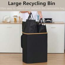 Fold 140L Deposit Bottles Collection Container 2 Compartments With Two Carry Bag - Black - View 5