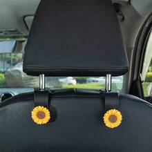 2 件向日葵汽车座椅靠背挂钩，可爱花卉座椅头枕挂钩，可挂钱包、布料、购物袋，通用汽车座椅储物挂钩 - 彩色 - 查看 1