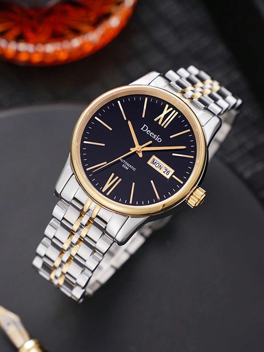 Deesio Automatic Mechanical Watch For Men Original Design Brand Steel Watch Strap And Case Father's Day Gift - Multicolor - View 1