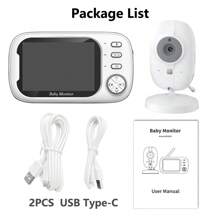 CDYCAM New 3.5 Inch Wireless Video Baby Monitor Color Night Vision Temperature Monitoring Two Way Audio Talk Baby Nanny Security Camera IR LED Night Vision Intercom