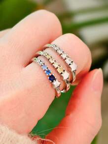 1pc Colorful Zirconia Shooting Star Design Adjustable Fashion Ring, Simple European Style
