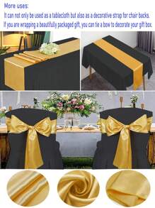 1/2pcs Black High Stretch Tablecloth + 6pcs Chair Cover Set, 4FT/6FT/8FT Polyester & Spandex Material Tablecloth, All-Season Tablecloth Covers, Full-Cover Chair Covers, PU Leather Chair Covers With Tie-Back, Suitable For Home, Indoor, Outdoor, Picnic And Camping, Fits All Holidays And Special Occasions