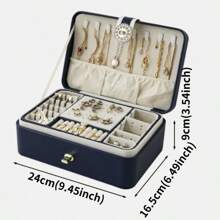 1 pezzo Lussuosa scatola portagioie in finta pelle a doppio strato con serratura, organizer per bracciali, baule di immagazzinaggio, scatola organizer, scatola portagioie da donna - spaziosa per anelli, orecchini, collane, bracciali e orologi - scatola regalo perfetta per San Valentino, esposizione di gioielli, scatola portagioie, immagazzinaggio, Festa della Mamma, regalo per matrimonio per donne, organizzatore di immagazzinaggio, elementi essenziali da viaggio, articoli per il ritorno a scuola, immagazzinaggio per dormitorio