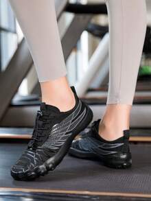 TACHUAN 1 Pair Women's Gradient Color Polyester Athletic Cross-Training Shoes With Anti-Slip Sole, Suitable For Gym And All Seasons - Black - View 4