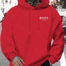 Men's Cold Weather Sweatshirt Kangaroo Hoodie Cotton Sweatshirt - 紅色 - 查看 1