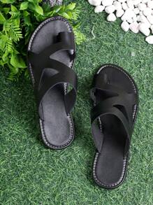 Summer Women's Versatile New Solid Black Open Toe Hollow-Out Flat Sandals, Fashion Casual Minimalist Simple/Comfortable Breathable Lightweight Slip-On Beach Holiday Party Gladiator Sandals