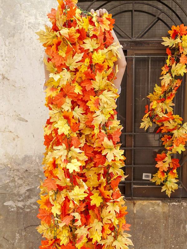 1PC, Fake Maple Vine, 3D Autumn Leaf Wreath, Outdoor Thanksgiving And Christmas Decoration, No Power Required, Garden And Lawn Holiday Oration, Fall Decor, Autumn, Fake Plants