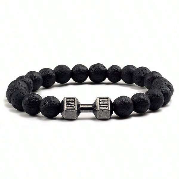 1pc Vintage Multicolors Beaded Bracelet Gym Fitness Dumbbell Energy Men Bracelets Bangles Barbell Wristband Women Daily Jewelry Gift
