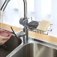 Over Sink Kitchen Organizer – Stainless Steel No Drill Faucet Shelf For Sponges, Soap & Dishwashing Supplies