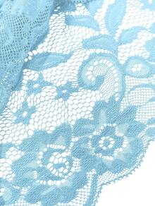 Floral Lace Lingerie Set High Waist Sleepwear Bra And Panty 2 Piece Nightwear 2025 Back-To-School Season Fall Pjs - 淺藍色領結 - 查看 3