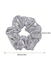1pc Silver Luxury Hair Scrunchies, High Elasticity Ponytail Holder, Perfect Elegant Hair Accessory, Suitable For Bun, Graceful Hair Decoration, Fashionable Hair Band, Gift, Hair Ties, Scrunchy Hair Ties