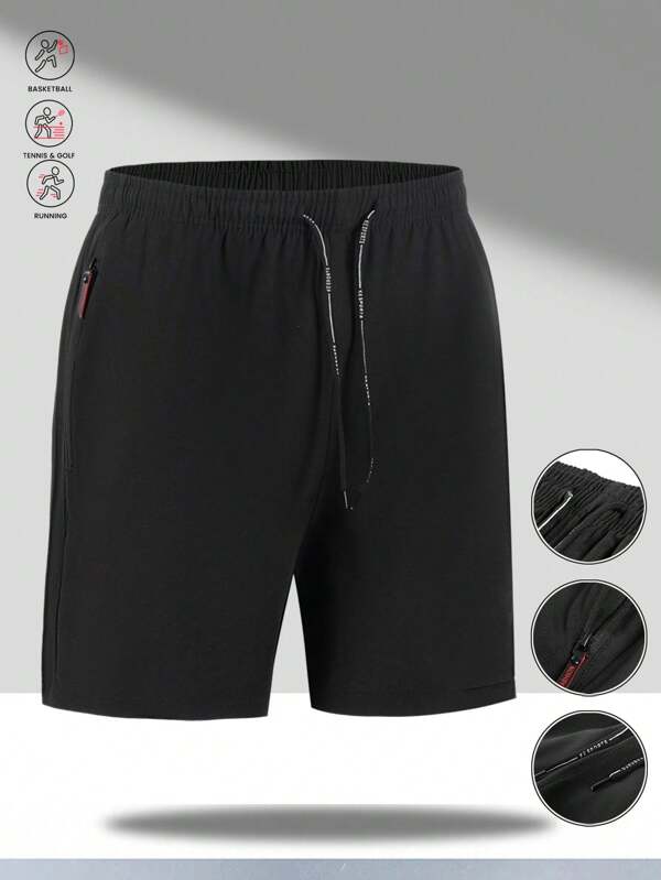 Running & Training Essential, Men's Breathable Quick Dry Sport Shorts, Thin Lightweight Basketball Shorts With Drawstring, Loose & High Elastic, Summer