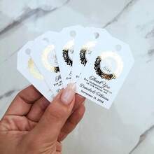 50 etiquetas personalizadas para recuerdos de boda, etiquetas personalizadas para regalos de boda, etiquetas de regalo con lámina de oro o plata - Multicolor - Ver 6