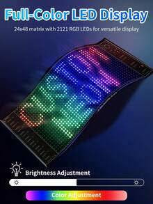 Panel de matriz LED, señal LED interior y rodante, animación de patrones de texto DIY, pantalla LED de luz blanda programable, control de aplicaciones, animación de texto por aplicación Bluetooth, se puede montar en la pared o usar en el escritorio, es decoración del hogar, creación de arte, sala de juegos, pantalla de publicidad de ventana flexible - Negro - Ver 3
