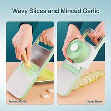 Japanese-Style Gramercy Adjustable Mandoline Food Slicer, Mandoline Slicer For Kitchen, Mandolin, Potato Slicer, Tomato Slicer, Carrot Slicer, Onion Slicer - Stainless Steel - With 6 Japanese Stainless Steel Blades, Elegant Green-Master The Art Of Precision, One Slice At A Time. Elevate Your Culinary Craft With Timeless Elegance - 薄荷綠 - 查看 4