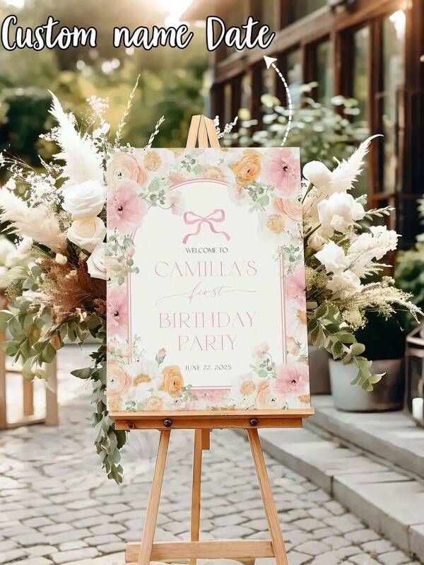 1pc- Custom Frameless Canvas Poster, Custom Name Poster, Personalized Birthday Party Welcome Sign, Personalized Text Poster, Minimalist Birthday Party Sign, 50*70cm Best Size Poster, Custom Name, Age, Birthday Party Decoration, To Commemorate The Good Times Of Youth, Suitable For Mother's Day, Graduation Season, Birthday Party.
