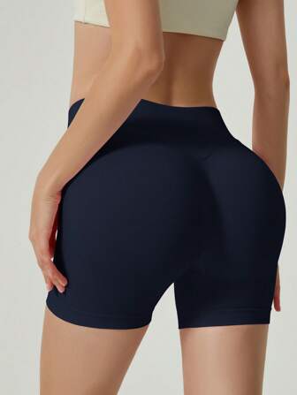 高腰收腹短裤，隐形紧身提臀裤，骑行曲线短裤，