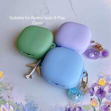 Llavero, cordón compatible con los auriculares Redmi Buds 6 Play, funda protectora de silicona suave - Con hebilla para colgar - Ver 2