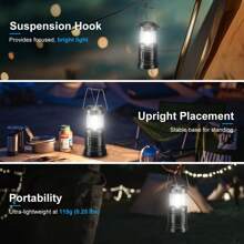 Zusammenklappbare tragbare LED Camping Laterne leicht und wasserdicht, batteriebetriebene Beleuchtung, dimmbare Helligkeit LED Taschenlampe Überlebens-Set für Zuhause, Notfälle, Stromausfälle, Wandern, Hurrikane
