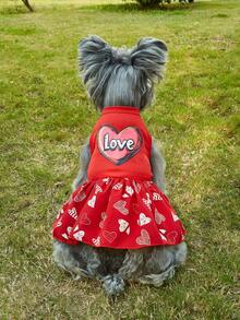 1pc Spring/Summer Colorful Floral Dress, Fashionable Elegant Pet Dress, Comfortable, Kawaii Cat/Dog Clothes, Cute Soft Breathable Animal Apparel - Multicolor - View 3