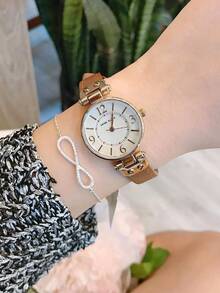 Anne Klein 女士棕色皮革表带石英表，经典易读表盘，女士时尚腕表，10/9442CHHY - 棕色 - 查看 6