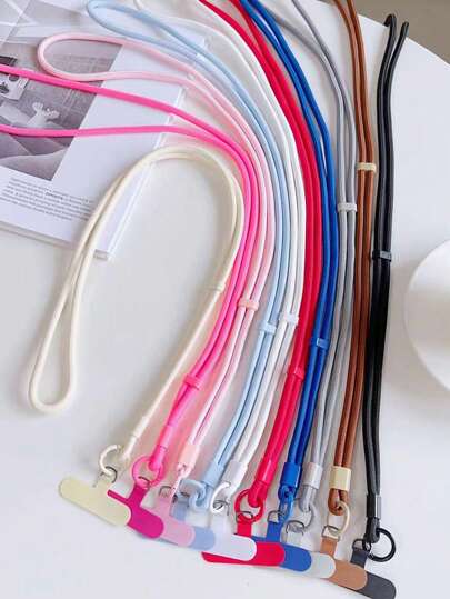 1pc Simple Adjustable Buckle Phone Lanyard, Unisex Anti-Lost Cord, Suitable For Phone, Camera, Water Bottle, Bag And Other Items, With Cushion Pad