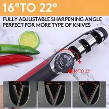 Best 2026 Mother's Day Gift, 1 Knife Sharpener, 4 Adjustable Sharpening Angle, Coarse & Fine Knife Sharpener With Adjustable Angle Guide, Pocket Knife Sharpener, Handheld Knife Sharpener For Kitchen Knives, Scissors (BLACK)-Revitalize Your Knives, Effortlessly Tackle Any Kitchen Challenge! Achieve Professional Sharpness At Home. Enhance Your Cooking Experience With Precision And Ease - 酒紅色 - 查看 6