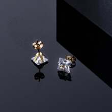 1 Pair 316 Stainless Steel Hypoallergenic Square Cubic Zirconia Stud Earrings, 18K Gold Plated Titanium Steel Zirconia Cartilage Clip Ear Cuffs, Minimalist Luxurious Rhinestone Earring Clips, Unisex Titanium Steel Sparkling Earrings, Perfect Holiday Gift