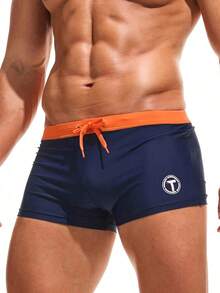 Taddlee Men Swimwear Swimsuits Flower Print Surf Board Boxer Shorts Trunks Long - 藏蓝色 - 查看 1