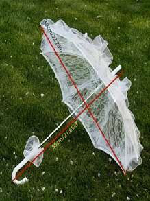 2 Pieces Romantic Bridal Wedding Props, Umbrella And Fans, European Ripple Elastic, Outdoor Wedding Decoration Set