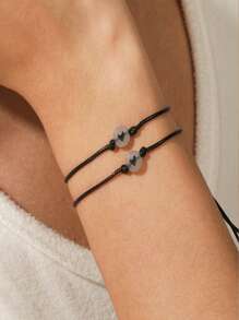 Verstellbares, im Dunkeln leuchtendes gewebtes Armband - Herzform, geeignet für beste Freunde/Familie, Paare, Freundin-Geschenk, Paar-Armband, Damen-Armband