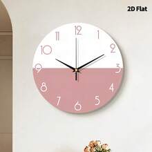 1 件平面二维斯堪的纳维亚挂钟静音扫频机芯无框现代设计超薄北欧风格家居装饰适用于客厅卧室咖啡厅办公室 - 无噪音纤薄电池供电简约当代艺术钟表