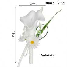 1 peça de flor de lapela de casamento elegante e premium, flor artificial Kalanchoe preservada em rosa esmaltado, boutonniere para noivo