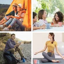 Collapsible Cup-Silicone Small Foldable-Expandable Folding Drinking-Reusable Portable Mugs Cups With Lids Travel, Camping, Hiking, Holiday, Outdoor Sports, Indoors - 藍色 - 查看 5