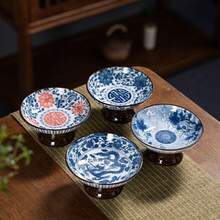Vintage Blue And White Chinese Style Ceramic Teapot Plate, High Footed Fruit Plate, Small Dish, Chinese Style Snack Bowl, Dry Fruit Dish, Ceramic Tray