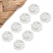 20 piezas de cuentas de trébol de cuatro hojas y flor en forma de corazón - Componentes de joyería de aleación triple chapada (oro de 18K + plata esterlina + oro blanco) para hacer collares, pulseras y pendientes DIY