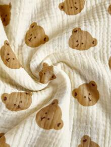 卡通图案平纹细布婴儿襁褓毯，柔软透气婴儿防惊吓包巾，婴儿浴巾 - 摩卡棕 - 查看 9