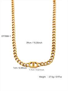 1pc/Set Hip Hop Punk 18K Gold Plated Stainless Steel CD Cuban Chain Necklace And Bracelet Jewelry Set, Suitable For Daily Wear And Parties, Accessories
