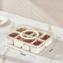 1 Stück geteiltes Tablett mit Deckel und Griff, 8 Fach quadratisches Snack- & Obstschale, geeignet für Partys, Gemüse, Süßigkeiten, Vorspeisen, transparenter Lebensmittel-Aufbewahrungsbox - Verschiedenfarbig - Übersicht 9