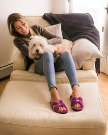 Isotoner Women's Signature X-Slide Slipper, Satin Trim With Memory Foam2025 - Ultraviolet - View 6