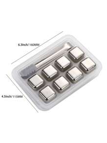 Cirelle Set de 8 piezas de cubitos de hielo de congelación rápida de acero inoxidable 304 con pinzas, set de pinzas para bebidas de bar, en caja, para fiestas, decoración de cumpleaños, para exteriores, campamento, regalo para padres