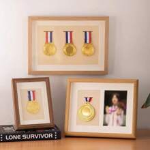 Marco de fotos exhibidor a prueba de polvo de madera para medallas de honor y medallas deportivas