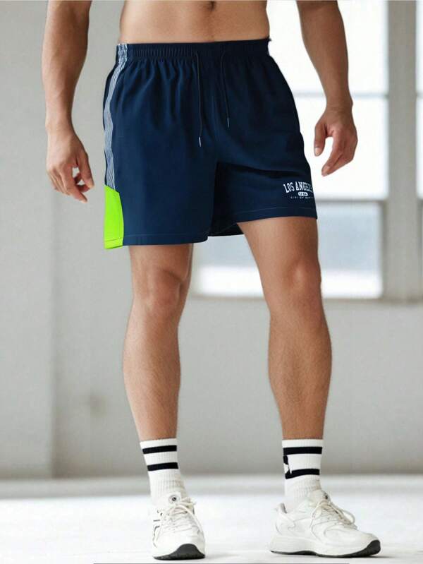 Men's Sports Performance Shorts, With Side Stripe Decor, Suitable For Training, Running, Basketball, Fitness, Gym, Sports Clothes, Moisture Wicking